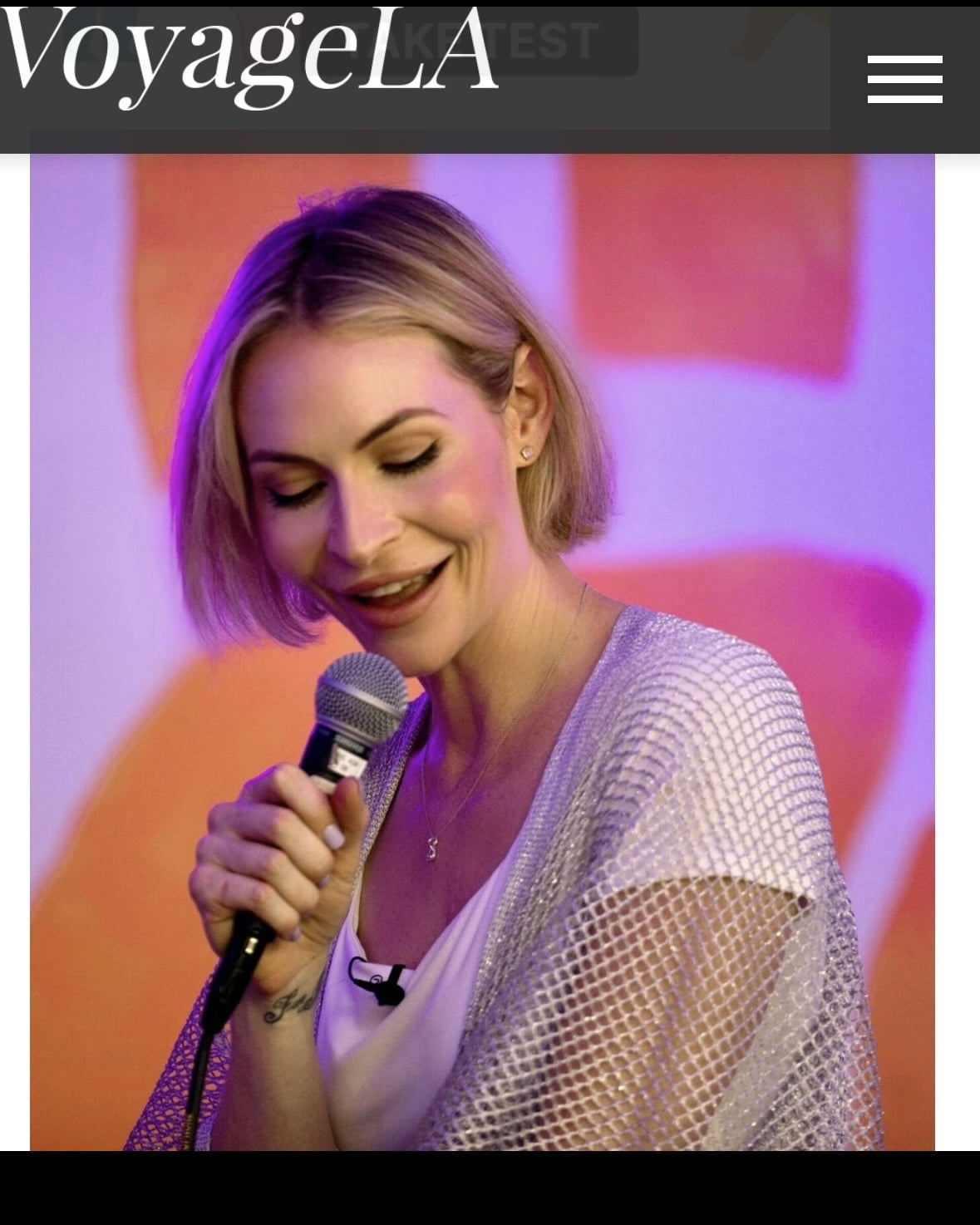 Kat Walsh speaking during her VoyageLA feature on psychedelics and storytelling.